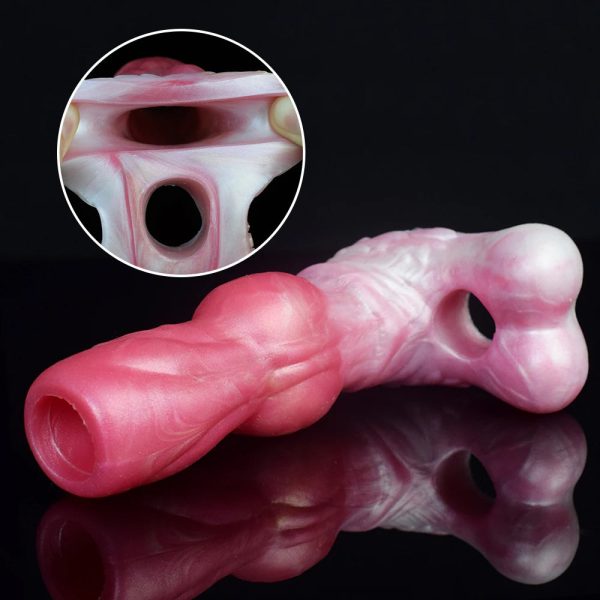 Animal Dog Knot Penis Sleeve Fantasy Dildo Wearable Hollow Sheath Strecthable - Image 2