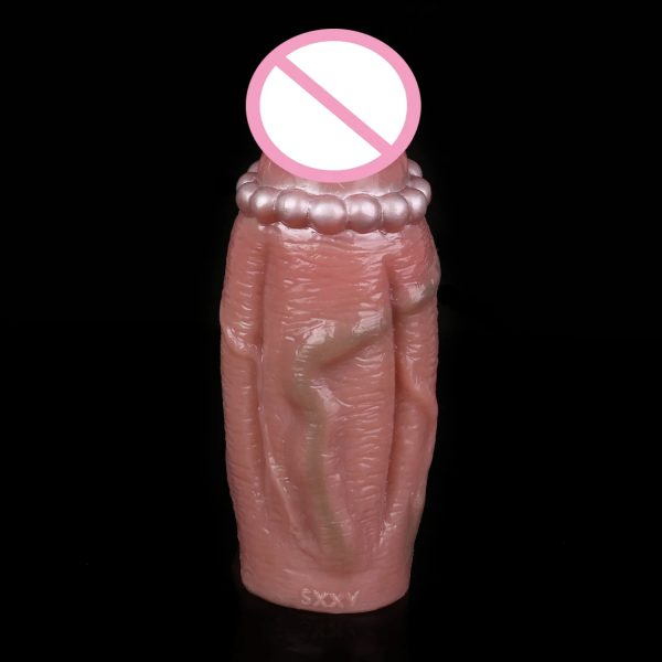 Silicone Realistic Penis Sleeve Reusable Cock Enlarger Sheath with Penis - Image 3