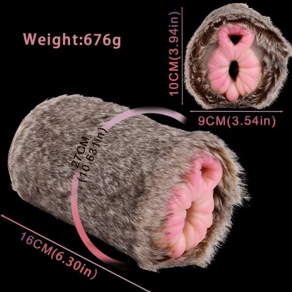 Silicone Male Masturbator Sex Toys with Animal Fur Pocket Pussy - Image 5