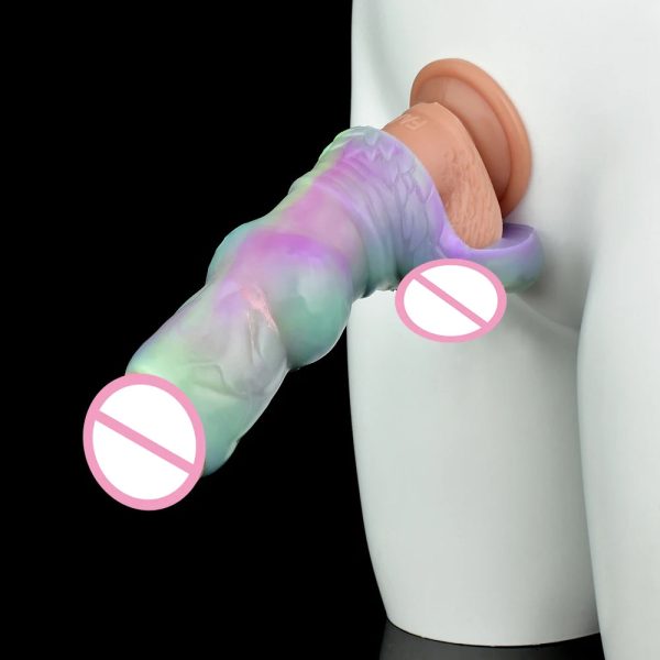 Luminous Penis Sleeve Extender Male Sex Toy Bondage Cock Delay Ejaculation - Image 2