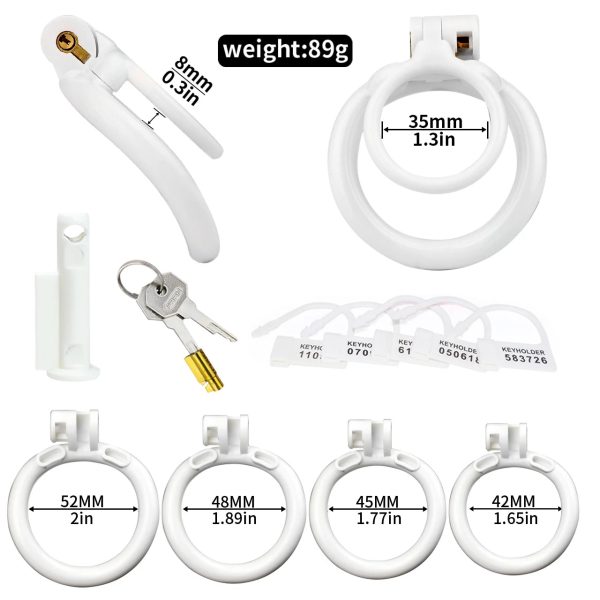 Lock Chastity Cage with 4 Active Rings Keys Penis Exercise and Abstinence - Image 7