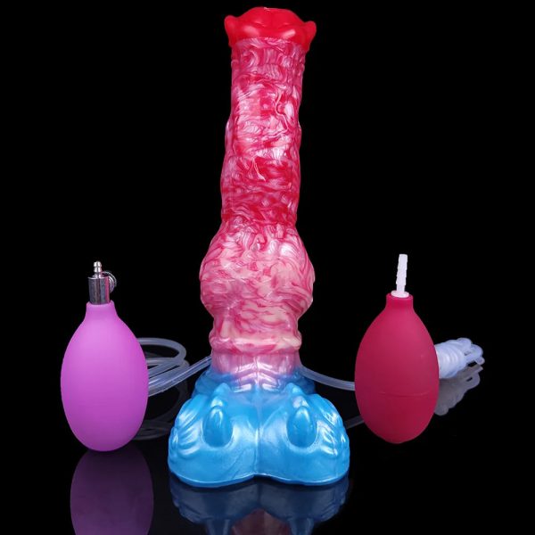 Silicone Squirting Inflatable Fantasy Dildo with Suction Cup - Image 8