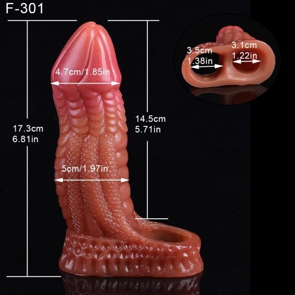 Penis Sleeve Soft Silicone Reusable Penis Enlarger Rings Realistic - Image 6