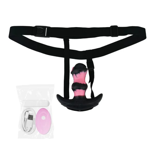 Three Sizes of Liquid Silicone Anal Plugs with Tail and Vibrator Wearable - Image 12