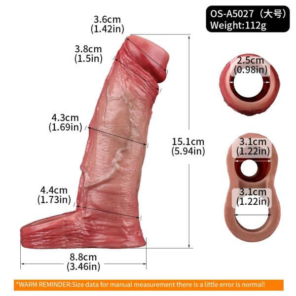 Realistic Penis Sleeve G-spot Stimulator Soft Silicone Dildo Sleeve Delayed - Image 9
