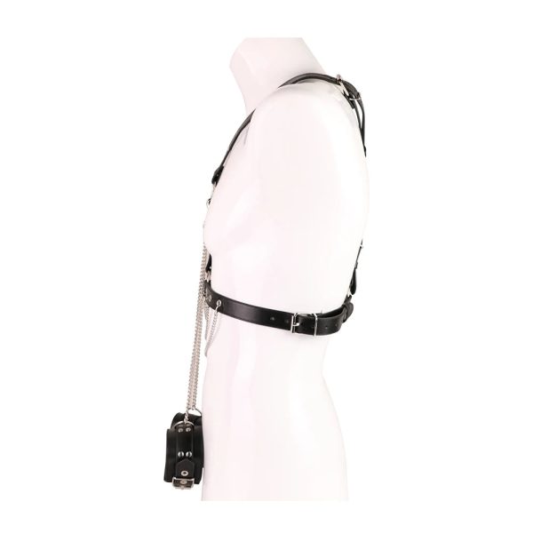 Men's Leather Corset with Steel Chain, Adjustable Waist Trainer - Image 3
