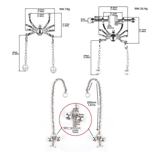 Spider Nipple Chain Clamps Clips Non Piercing Stainless Steel Adjustable Pressure Nipple Rings - Image 3