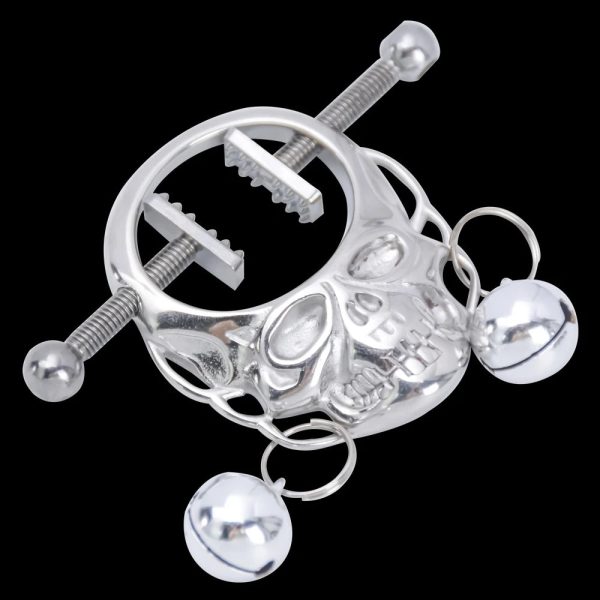 Skull Nipple Chain Clamps Clips Stainless Steel Adjustable Pressure with Chain - Image 3