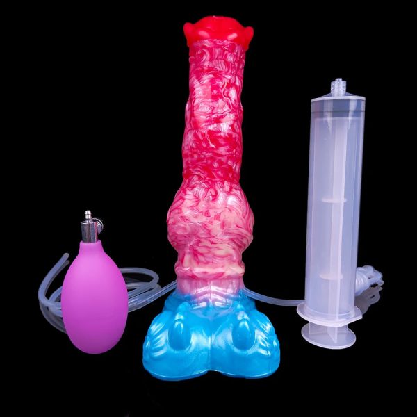 Silicone Squirting Inflatable Fantasy Dildo with Suction Cup - Image 7