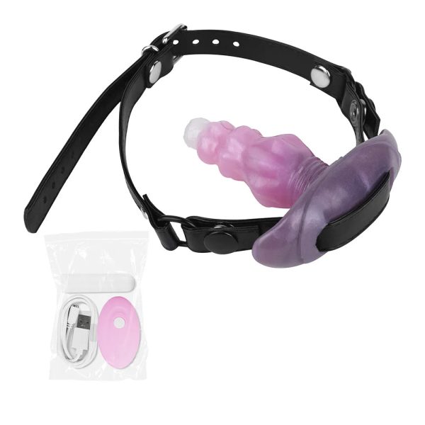 Three Sizes of Liquid Silicone Pink Anal Plugs with Tail and Vibrator Wearable - Image 4