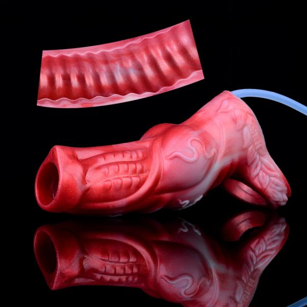 Fantasy Monster Penis Sleeve Soft Silicone Sex Toys Sheath  Hollow Water Spray Dildo - Image 5