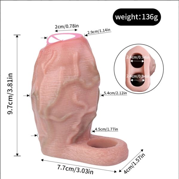 Male Penis Sheath With Testicle Ring Thickening and Lasting Realistic Penis - Image 9