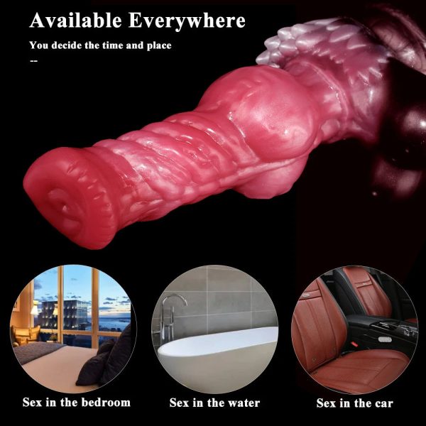 Wolf Dildo with Suction Cup Silicone Huge Knot Anal Plug Syringe Tube Spray Ejaculation Penis - Image 4
