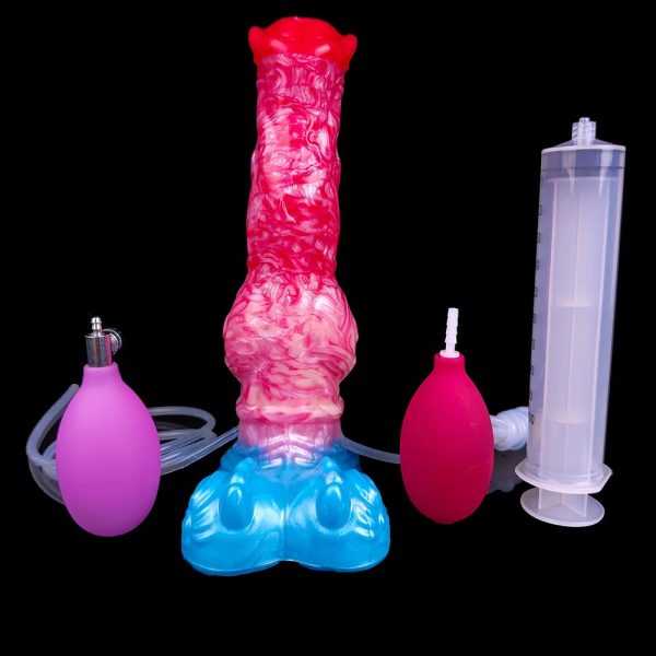 Silicone Squirting Inflatable Fantasy Dildo with Suction Cup - Image 9