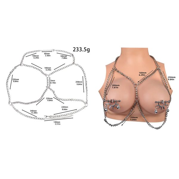 Stainless Steel Dazzling Flames Nipple Clip with Nipple Chain Noose - Image 6