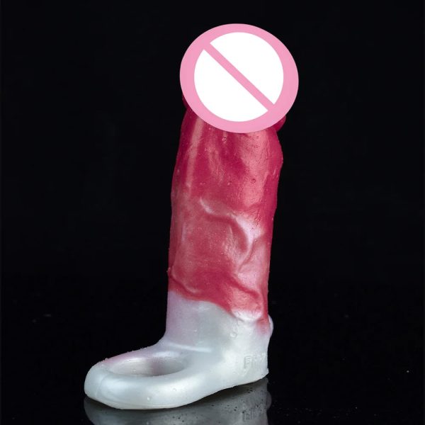 with Cock Ring Penis Extender Male Sex Toy Reusable Penis Sleeve Ultra-Soft Penis - Image 2