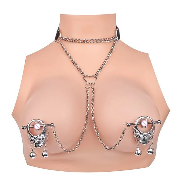 Skull Nipple Chain Clamps Clips Stainless Steel Adjustable Pressure with Chain - Image 11