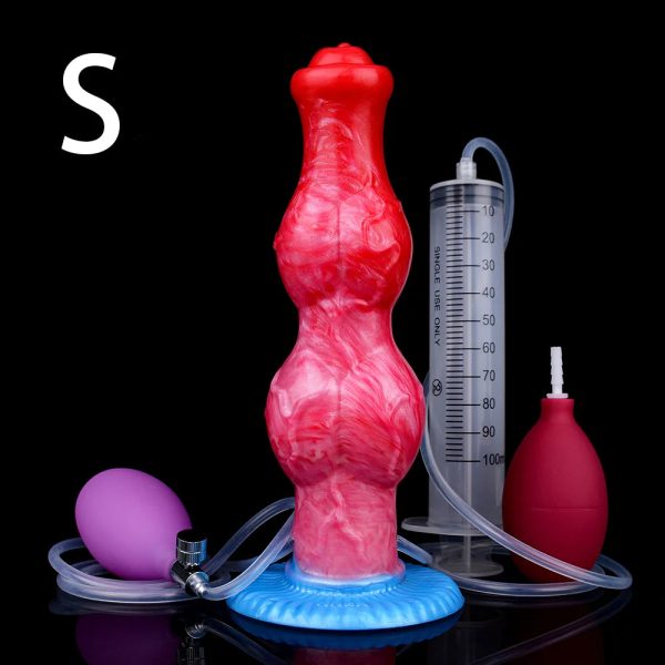 2 Sizes Red Squirting Inflatable Fantasy Dildo Silicone Dildo with Suction Cup - Image 10