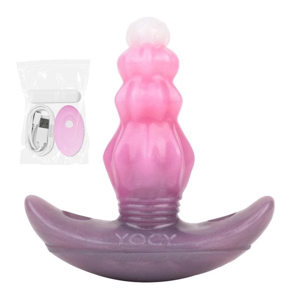 Three Sizes of Liquid Silicone Pink Anal Plugs with Tail and Vibrator Wearable - Image 8