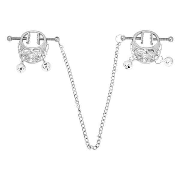 Skull Nipple Chain Clamps Clips Stainless Steel Adjustable Pressure with Chain - Image 7