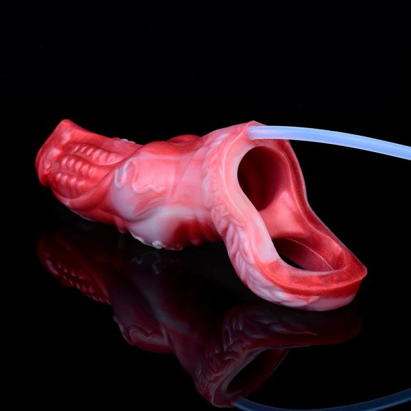 Fantasy Monster Penis Sleeve Soft Silicone Sex Toys Sheath  Hollow Water Spray Dildo - Image 3
