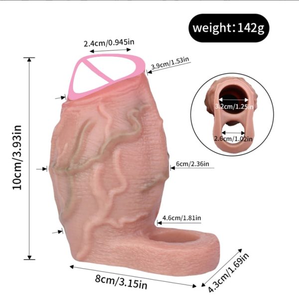 Male Penis Sheath With Testicle Ring Thickening and Lasting Realistic Penis - Image 7