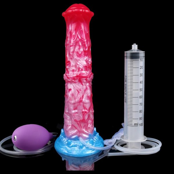 Squirting Inflatable Ejaculation Dildo Silicone Horse Vagina Anus Expansion - Image 7