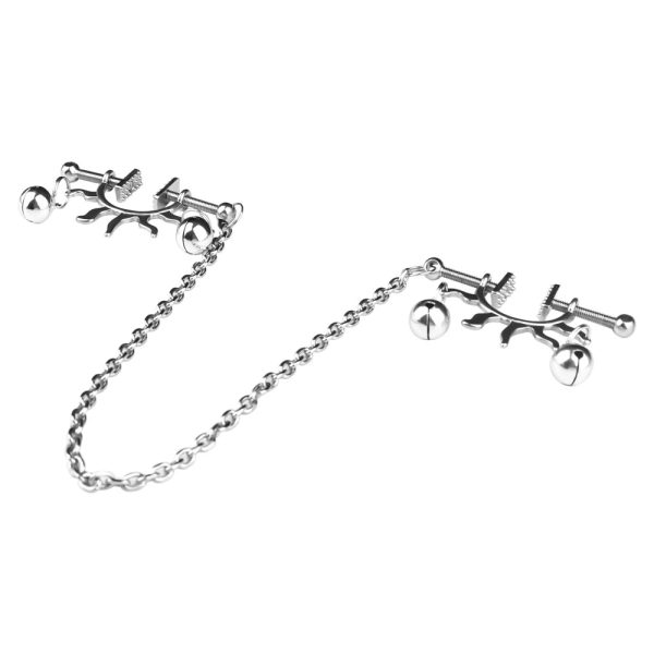 Stainless Steel Dazzling Flames Nipple Clip with Nipple Chain Noose - Image 2