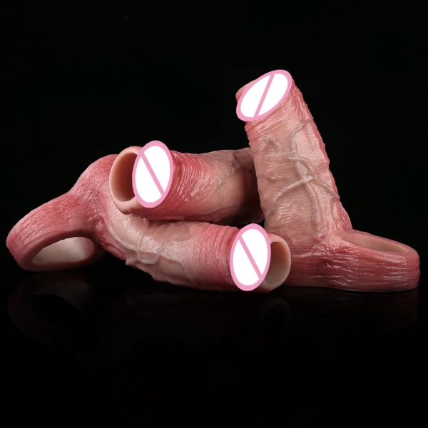 Realistic Penis Sleeve G-spot Stimulator Soft Silicone Dildo Sleeve Delayed - Image 3