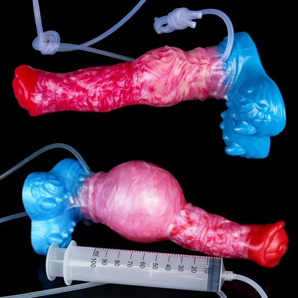 Silicone Squirting Inflatable Fantasy Dildo with Suction Cup - Image 4