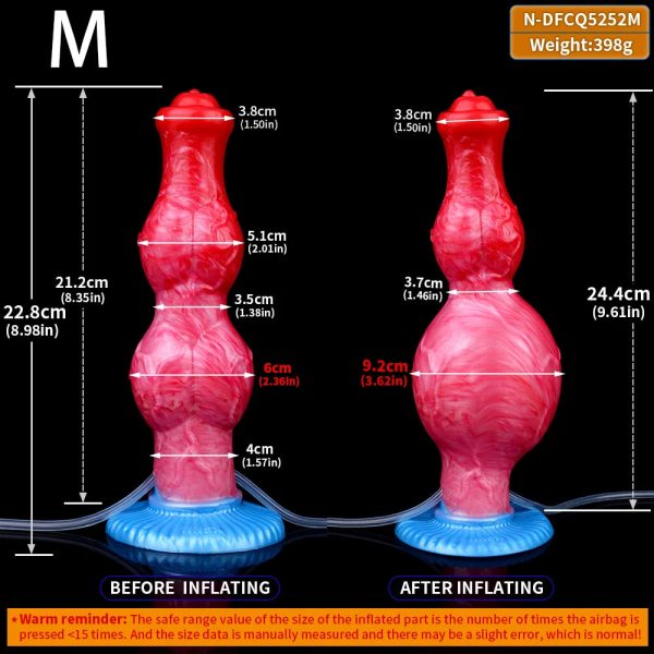 2 Sizes Red Squirting Inflatable Fantasy Dildo Silicone Dildo with Suction Cup - Image 6