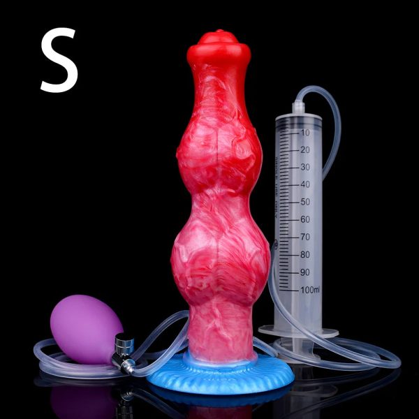 2 Sizes Red Squirting Inflatable Fantasy Dildo Silicone Dildo with Suction Cup - Image 7