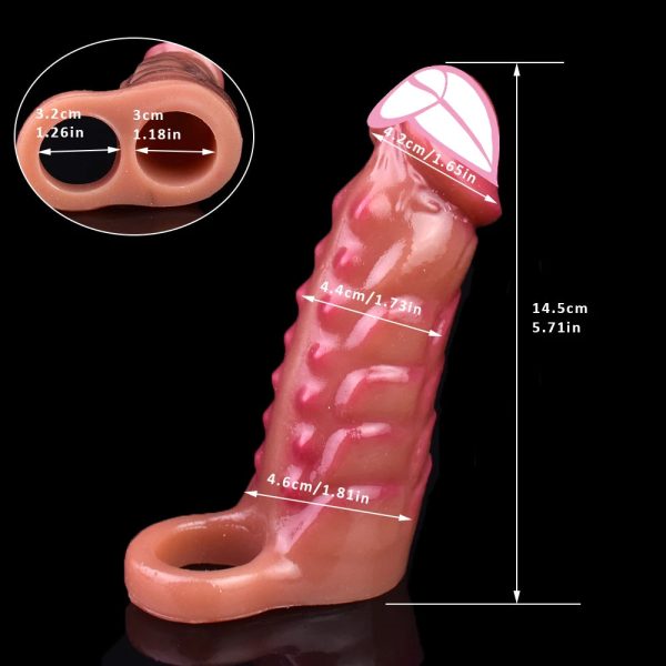 Men's Penis Sheath With Anti-drop Ring Soft Silicone Unique Texture Design Sex Toy - Image 6