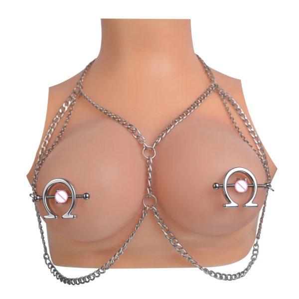 Bondaged Restraints Nipple Ring with Nipple Chain Noose Body Non Piercing Necklaces - Image 11