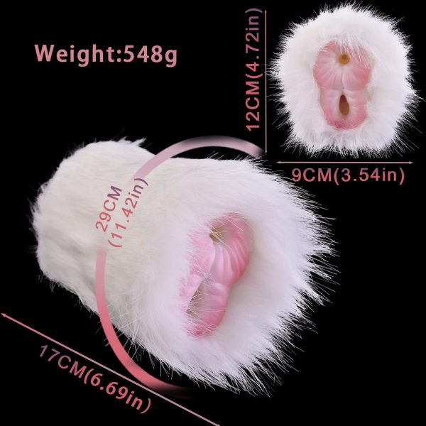 Silicone Male Masturbator Sex Adult Toys with Animal Fur Pocket Pussy - Image 5