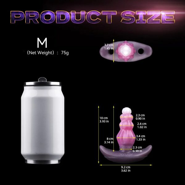 Three Sizes of Liquid Silicone Pink Anal Plugs with Tail and Vibrator Wearable - Image 11
