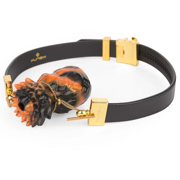 Orchid Sex Gag Silicone Mouth Plug Leather Belt - Image 7