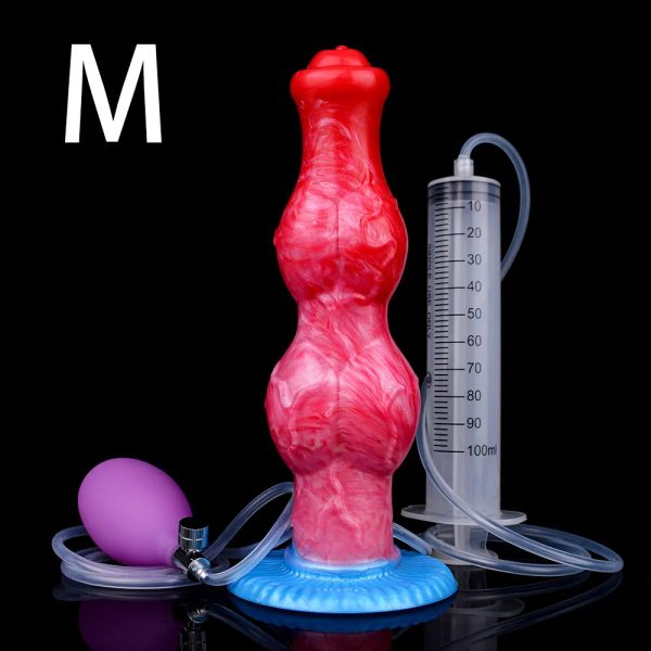 2 Sizes Red Squirting Inflatable Fantasy Dildo Silicone Dildo with Suction Cup - Image 8