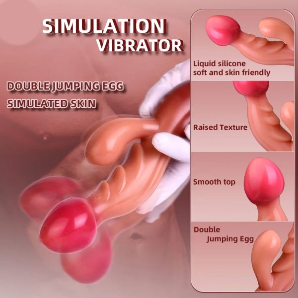 Dual Rabbit Vibrators Adult Sex Toys for Women Simulated Skin Liquid - Image 2