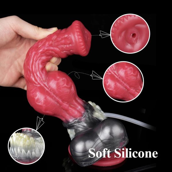 Wolf Dildo with Suction Cup Silicone Huge Knot Anal Plug Syringe Tube Spray Ejaculation Penis - Image 2