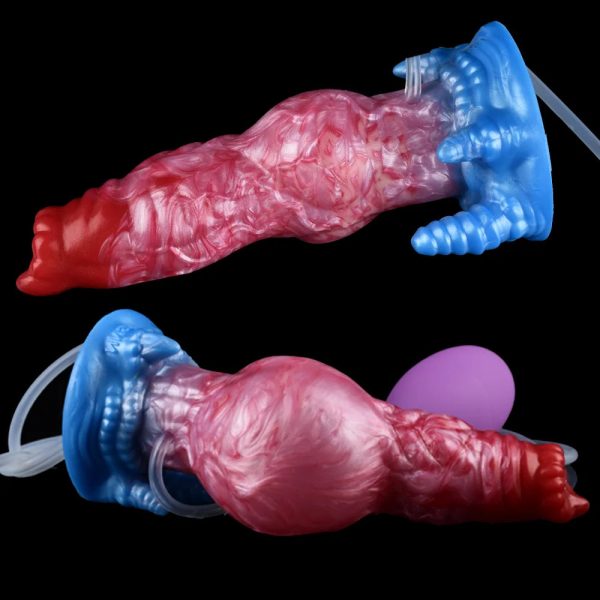 Squirting Inflatable Fantasy Dildo Soft Liquid Silicone Dildo with Suction Cup - Image 4