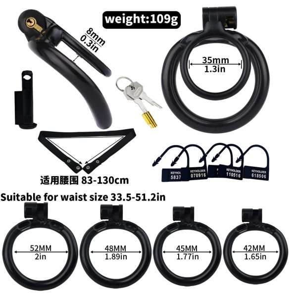 Lock Chastity Cage with 4 Active Rings Keys Penis Exercise and Abstinence - Image 6