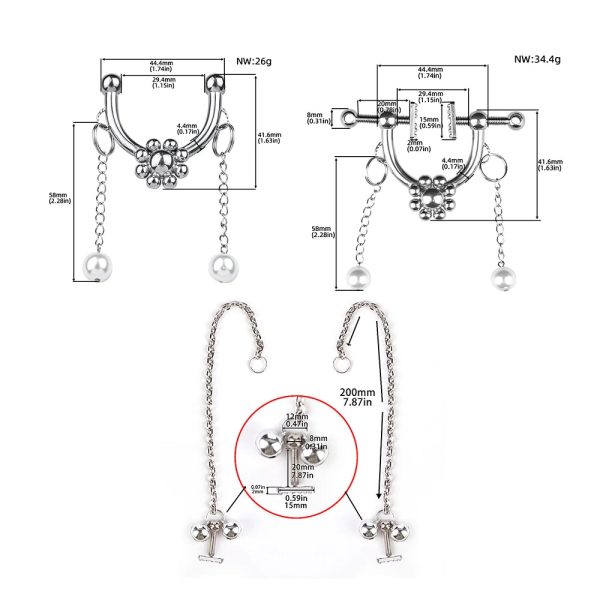 Flower Nipple Chain Stainless Steel Nipple Clip Noose Non Piercing Jewelry - Image 3