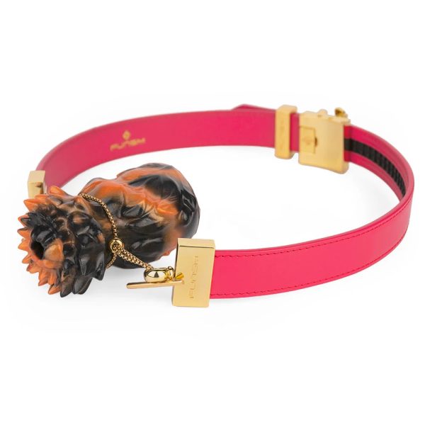Orchid Sex Gag Silicone Mouth Plug Leather Belt - Image 10