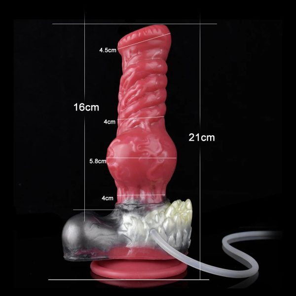 Wolf Dildo with Suction Cup Silicone Huge Knot Anal Plug Syringe Tube Spray Ejaculation Penis - Image 5