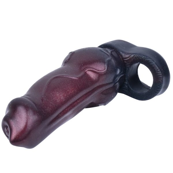 Black Penis Sleeve Extender Enlarger Silicone Cock Sleeves Reusable Stretcher - Image 2