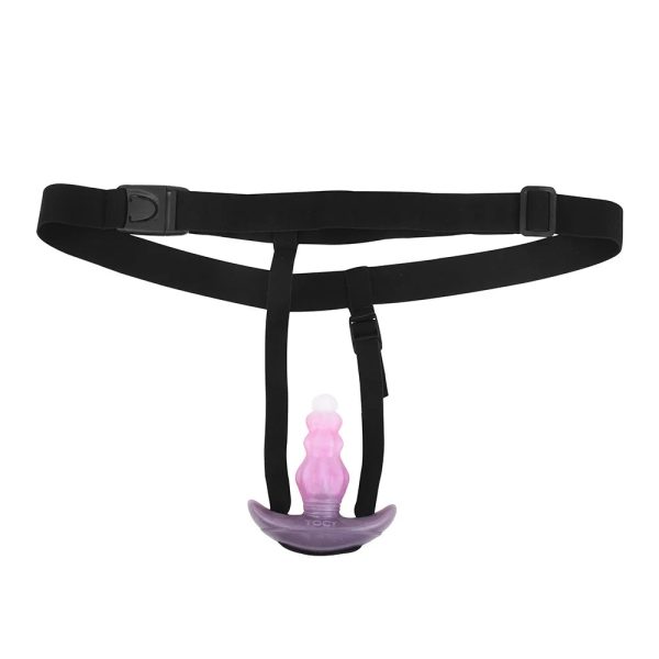 Three Sizes of Liquid Silicone Pink Anal Plugs with Tail and Vibrator Wearable - Image 10