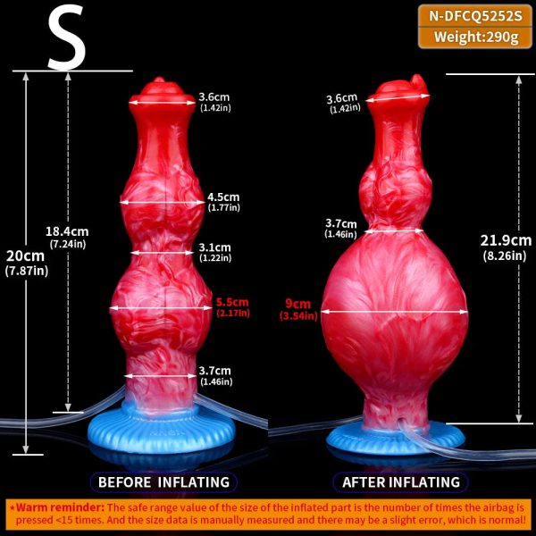 2 Sizes Red Squirting Inflatable Fantasy Dildo Silicone Dildo with Suction Cup - Image 5