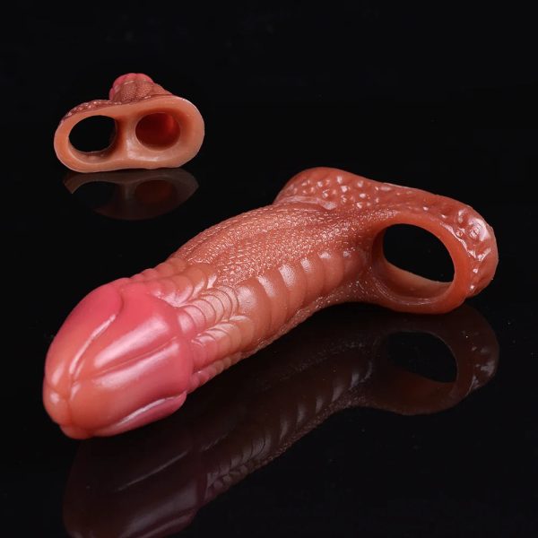 Penis Sleeve Soft Silicone Reusable Penis Enlarger Rings Realistic - Image 2