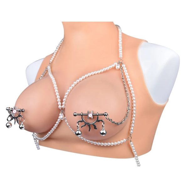 Stainless Steel Dazzling Flames Nipple Clip with Nipple Chain Noose - Image 7